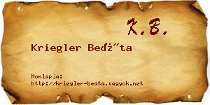 Kriegler Beáta névjegykártya