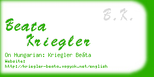 beata kriegler business card